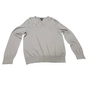 Banana Republic Luxury Blend Sweater L Silk Cashmere Beige V Neck Minimalist